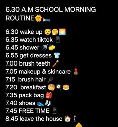 don't mind the spelling mistake on dressed 😐😅 Routine School, Daily Routine Planner, Morning Routine Checklist, School Morning, Routine Planner, School Help, Self Improvement Tips, Morning Routine