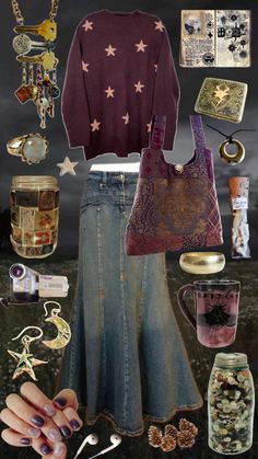 #outfitinspo #vintage #vibes #stars #fall Boho Outfit, Grunge Goth, Hippie Outfits, Look At You, Up Girl