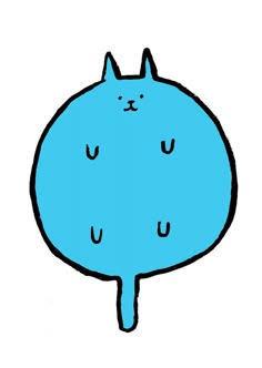 a blue cat with eyes drawn on it's back