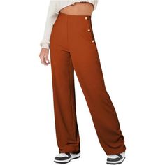 Material: Women's Pants Are Made From A High-Quality Fabric, Stretchy, Breathable And Comfortable To Wear, Making Them Suitable For All-Season Wear. Features: Black Dress Pants Women, High Waisted Pants For Women ,Button Down Straight Leg Pants For Women ,Stretchy Business Casual Work Pants, Women's Pants Dressy Casual ,Comfortable Work Pants For Women. Design: These Pants Feature A Straight Leg Design That Elongates The Silhouette And Creates A Polished Look. The High-Waisted Design Cinches In Casual Wide Leg Pants With Button Closure For Fall, Casual Fall Wide Leg Pants With Button Closure, High Waist Brown Bottoms With Buttons, Wide Leg Pants With Button Closure For Fall, Brown High Waist Bottoms With Buttons, Casual High-waist Wide Leg Pants With Buttons, High Waist Bottoms With Side Buttons For Work, Casual High Waist Dress Pants With Buttons, High Waist Pants With Snap Buttons For Work