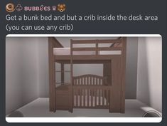 a bunk bed and a crib inside the desk area you can use any crib