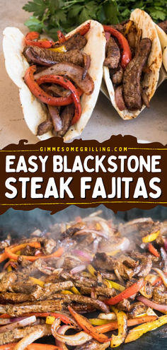 Here's a simple weeknight dinner recipe to try at home! These Blackstone Steak Fajitas are bursting with flavor from fajita-seasoned steak, peppers, and onions. Pin this easy dinner idea! Steak Peppers And Onions, Blackstone Steak, Best Steak Fajitas, Beef Fajita Recipe, Seasoned Steak, Steak Peppers, Easy Steak Fajitas, Fajita Seasoning Recipe