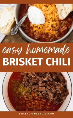 easy homemade brisket chili recipe in a bowl