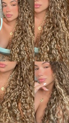 #cachos #cacheadas #curlyhaircare Inspo Hair, Blonde Curly Hair, Hairstyle Inspo, Colored Curly Hair, Blonde Hair Looks, Long Curls