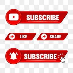 red subscribe stickers on a white background, with the words subscrub and like to share