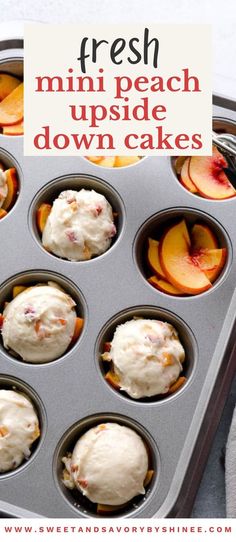 Fresh Mini peach upside down cakes. Upside Down Cakes, Summer Desserts Easy Healthy, Peach Upside Down Cake, Peach Dessert Recipes, Peach Desserts, Brownie Desserts, Easy Summer Desserts, Dessert Dips, Summer Dessert Recipes