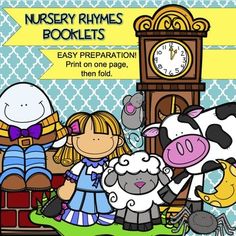 an image of nursery rhymess books with animals and sheep in front of the clock