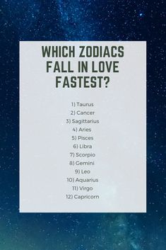 the zodiac sign for which zodiacs fall in love fastest?