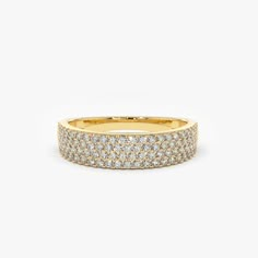 14k Half Eternity 4 Row Micro Pave Wedding Band – FERKOS FJ Pave Ring Band, Micro Pave Wedding Band, Micro Pave Band, Pave Wedding Band, Pave Wedding Bands, Stackable Wedding Bands, Gold Diamond Band, Pave Diamond Ring, Pave Band