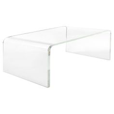 an acrylic table with a glass top on the bottom and one section missing