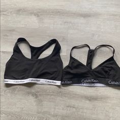 Calvin Klein Sports Bras Left Is Xs Right Sm Both Fit The Same New Without Tags Black Stretch Cotton Sports Bra, Black Cotton Sports Bra For Gym, Sporty Black Sports Bra For Loungewear, Calvin Klein Bras, Calvin Klein Sports Bra, Calvin Klein Bra, Calvin Klein Collection, Black & White, Sports Bras