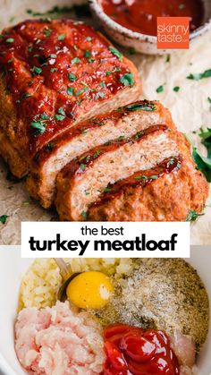 the best turkey meatloaf recipe is in this easy and delicious meal, it's ready to be eaten