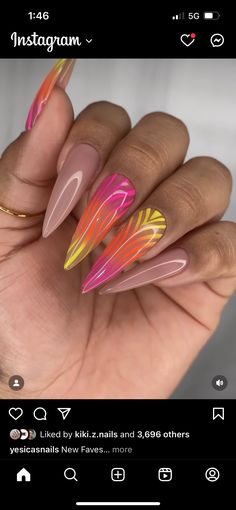 Water Color Nails, Nail Tattoo, Coffin Nails Designs, Nail Shapes, Stiletto Nails, Mani Pedi, Coffin Nails, Stylish Nails