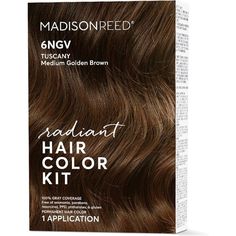 Brand New In Box. Madison Reed Radiant Hair Color Kit, Medium Golden Brown For 100% Gray Coverage, Ammonia-Free, 6ngv Tuscany Brown, Permanent Hair Dye, Pack Of 1. Medium Golden Brown, Madison Reed, Highlights And Lowlights, Hair Care Brands, Blending Gray Hair, Different Hair Types, Gray Coverage, Permanent Hair Dye, Dark Brown Hair Color