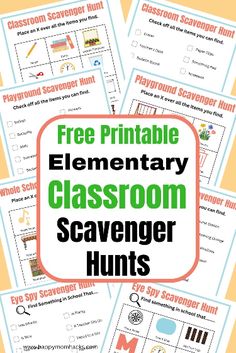 free printable elementary classroom scavenger hunts