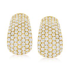 Ross-Simons - 3.00 ct. t. w. Pave Diamond Earrings in 14kt Yellow Gold. Presenting the ultimate sparkle! These teardrop-like earrings gleam with 3.00 ct. t. w. round brilliant-cut pave diamonds. Wear them to amplify your daily wardrobe or complement your elegant evening wear. Crafted in polished 14kt yellow gold. Clip/post, pave diamond earrings. Diamond birthstones are the perfect gift for April birthdays. Diamond Earring Jackets, Elegant Evening Wear, Pave Earrings, Diamond Earrings For Women, Pave Diamond Earrings, Diamond Birthstone, Mixed Metal Jewelry, Bezel Set Diamond, Diamond Drops