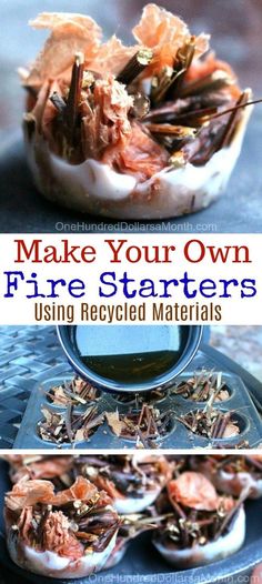 an image of how to make your own fire starterrs using recycled materials for cooking