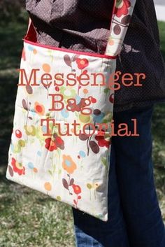 a woman carrying a messenger bag with the words messenger bag survival on it's side