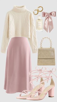 #pinkaesthetic #lightpink #coquette #outfit #modestfashion #sweater #skirt #churchoutfit #winterfashion #classy #modestoutfit #winter Feminine Teacher Outfits, Pink Teacher Outfit, Cozy Skirt, Teacher Outfits High School, Fest Outfits, Modesty Outfits, Cute Modest Outfits, Shein Outfits, 2023 Trends