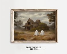 a painting of two ghost in front of a house with the caption,'sveetensuppe - friesy '