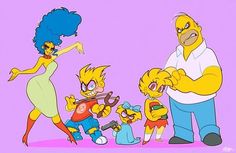 the simpsons family is shown in this cartoon