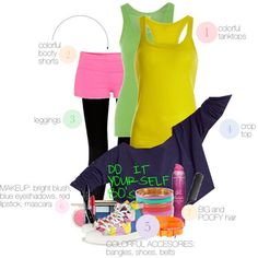 the contents of a women's tank top and shorts are shown in three different colors