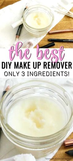 Learn how to make all natural makeup removerWith only 3 ingredientsyou will have the best eye makeup removerThis diy simple makeup remover is quick and easyTry the best makeup remover with coconut oil that is great for sensitive skinsonecrazymom DIYmakeupremover Makeup Remover Recipe, Homemade Makeup Remover, Diy Makeup Remover, Natural Makeup Remover, Best Makeup Remover