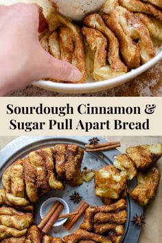 cinnamon and sugar pull apart bread on a plate