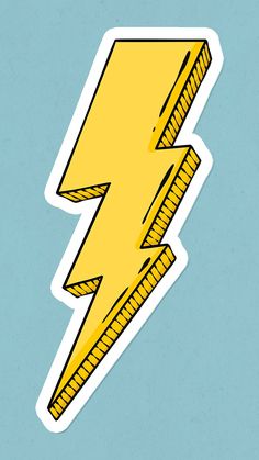 a yellow lightning bolt sticker on a blue background