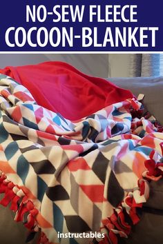 an easy no sew fleece cocoon blanket is the perfect addition to any couch