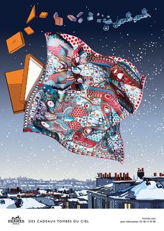 Hermès - campagne de publicité / ad campaign - Noël 2014 - Publicis & Nous - by Dimitri Rybaltchenko Hermes Campaign, Advertising Campaign Design, Logos Retro, Hermes Scarves, Poster Advertising, Christmas Campaign