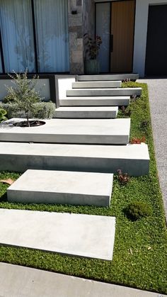 some concrete steps in front of a house