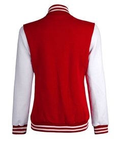 Red and White Varsity Jacket
Your wardrobe needs the perfect fleece jacket, and this women's white and red letterman jacket is just the ticket. The unique fashion details and cozy fabric will keep you feeling warm, looking sharp, and going strong through everyday wear for years to come. Pair it with any number of your favorite tees to add a touch of country style to your casual look. White Outerwear With Contrast Color For College, Red Letter Print Varsity Jacket For Fall, Red Varsity Jacket With Letter Print For Fall, Red Collegiate Varsity Jacket For Winter, Red Collegiate Varsity Jacket For Fall, White Varsity Jacket With Contrast Color, White Fall Track Jacket With Baseball Collar, White Cotton Varsity Jacket With Long Sleeves, Winter White Varsity Jacket With Ribbed Cuffs