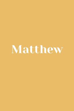 the word mathew is written in white on an orange background