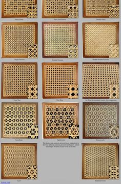 many different types of decorative floor mats in various styles and sizes, all made out of wood