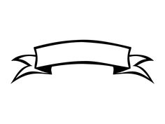 a black and white drawing of a ribbon with an empty banner on the bottom,