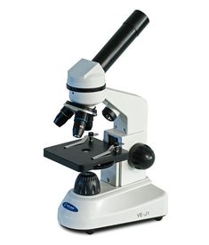 a microscope with a black and white object on it