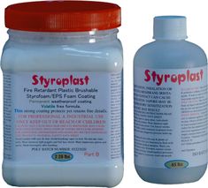 two bottles of styroplast sit next to each other on a white background