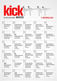 a calendar with instructions for kickbox and the number one way to do it in english