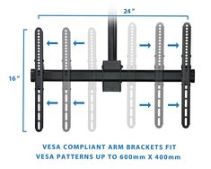 the vesa complaint arm brackets fit versa patterns up to 600mm x 200mm