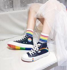 Kawaii Rainbow, Rainbow Canvas, Rainbow Shoes, Luxury Duvet Covers, Embroidered Canvas, Back To School Gift, Rainbow High, School Gift, School Gifts