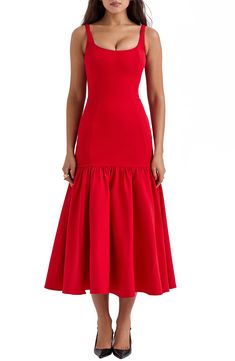 HOUSE OF CB Amore Midi Dress | Nordstrom Tulle Underskirt, Maxi Dress Outfit, Sling Dress, Pleated Midi Dress, House Of Cb, Komplette Outfits, Hem Dress, Club Dresses, Flowing Maxi Dress