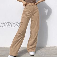 Sexy Solid High Opening Fold Turndown Collar Long Sleeve Two Pieces Cargo Pants Streetwear, Beige Jeans, Women Cargo Pants, Womens Fashion Jeans, Moda Jeans, Baggy Trousers, Fashion Jeans, Women Pants, Women Cargos