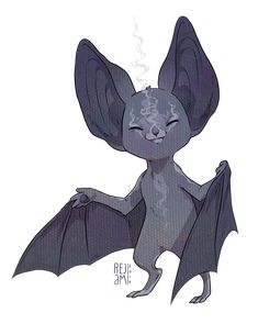 a drawing of a bat with its wings spread