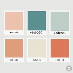 four different shades of peach, teal, and blue in the same color scheme