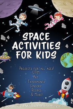 an advertisement for space activities for kids