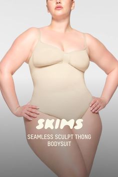 The internet’s favorite sculpting bodysuit, updated for an even better fit. This waist-cinching style enhances your shape with extra compression at the core and waist and has perfectly placed style lines that flatter your bust. Features adjustable straps, a wide crotch for added coverage, and an open gusset with snap closure. Fits true to size. | SKIMS Thong Bodysuit | Light Neutral | 2XL | Seamless Sculpt Sculpting Bodysuit, Cinched Waist, Shapewear, Snap Closure, The Internet, Adjustable Straps, Internet