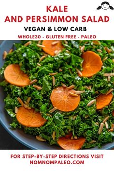 kale and persimmon salad with vegan & low carb