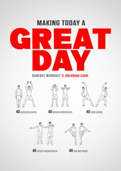 the poster shows how to do a great day with different poses and numbers on it