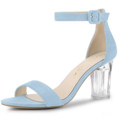 Shop Allegra K for faux suede open toe ankle strap clear chunky heel sandals you are looking for, get more women's chunky heel for yourelf. Order now! Free Returns! Clear Chunky Heels, Sandals Chunky, Evening Heels, Chunky Heel Sandals, Glamorous Party, Womens Chunky Heels, Colorful Accessories, Chunky High Heels, Block Heel Shoes